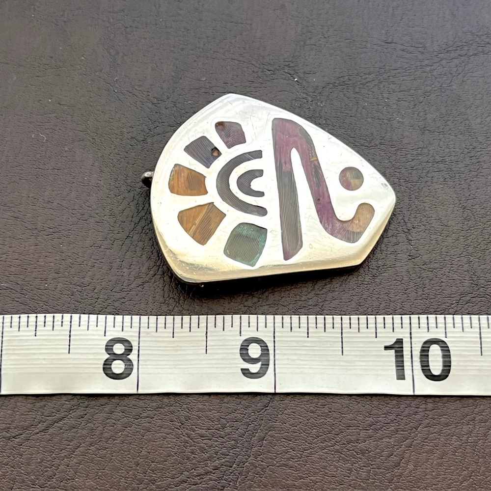 Vintage Rafael Dominguez Taxco sterling Pluma Azteca Signed pendant - Picture 9 of 10